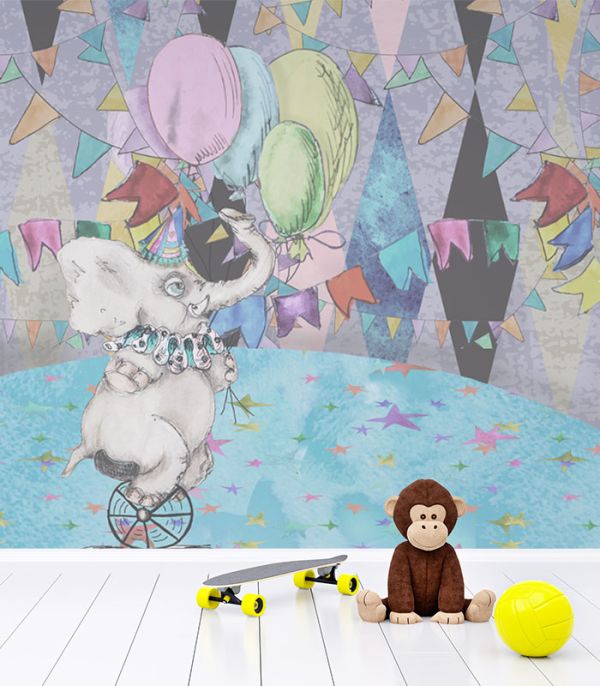 Принт на флізеліні цирковий слоник