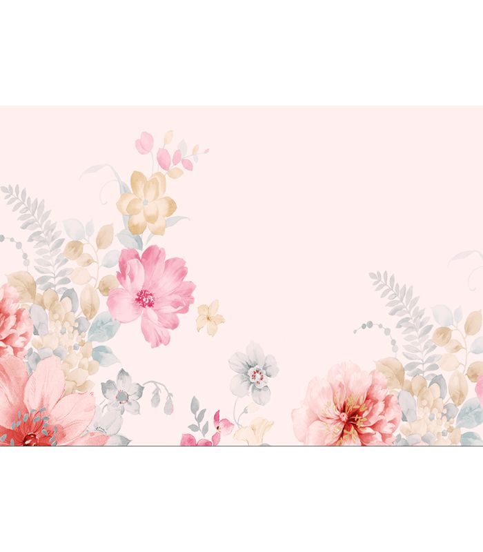 Принт на флізеліні рожеві польові квіти