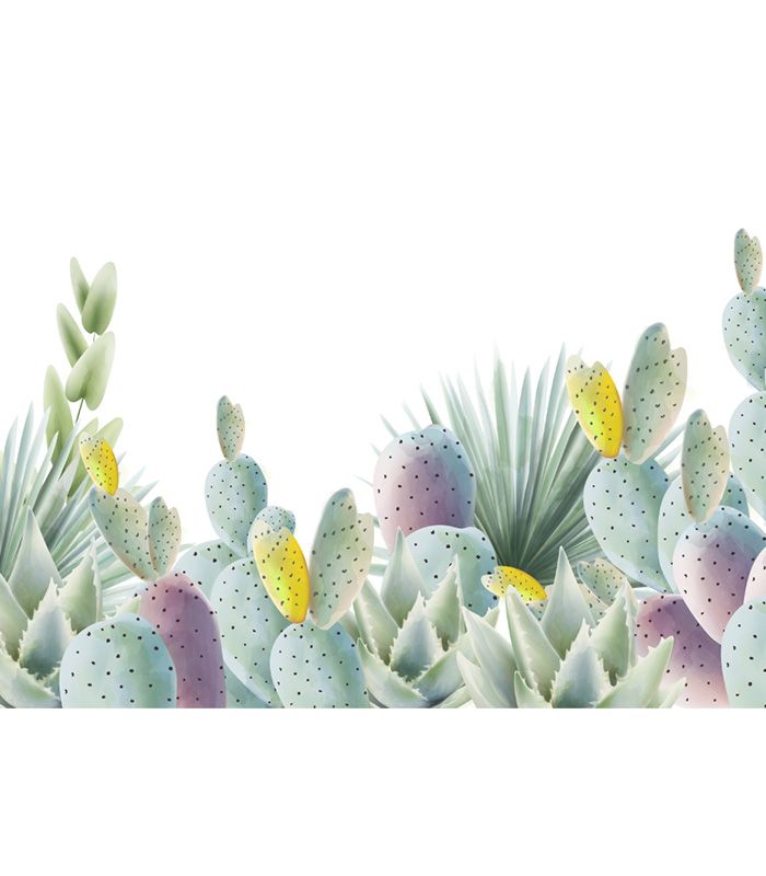 Принт на флізеліні кактуси акварель