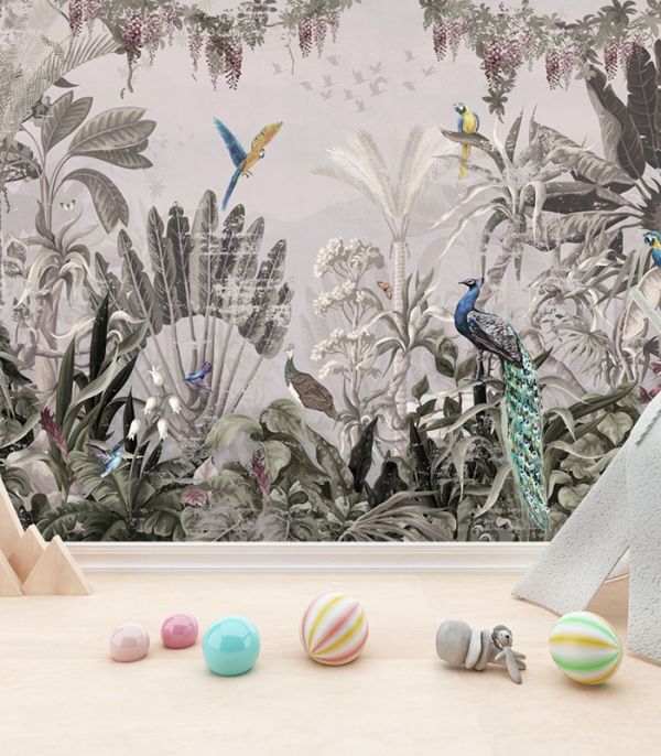 Принт на флізеліні Павліни в джунглях Принт на флізеліні Павліни в джунглях