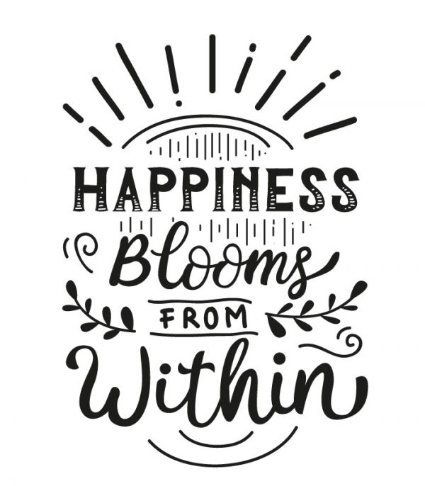 Наклейка текст – Happiness blooms from within Наклейка текст – Happiness blooms from within