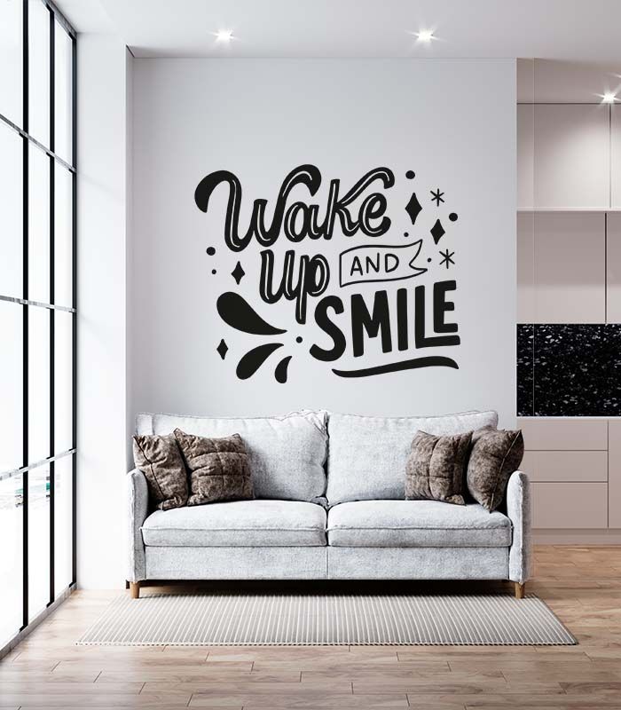 Наклейка надпис – Wake up and smile