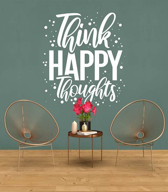 Текстова наклейка на стіну – Think happy
