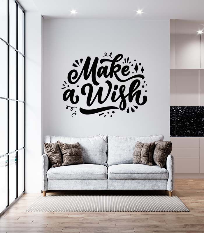 Текстова наклейка на стіну – Make a wish